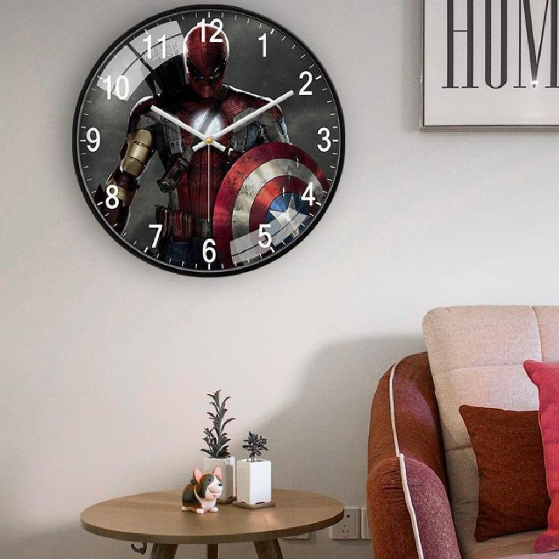 Marvel Captain America Iron Man Spider Man Pattern Wall Clock For Kids Room Decor