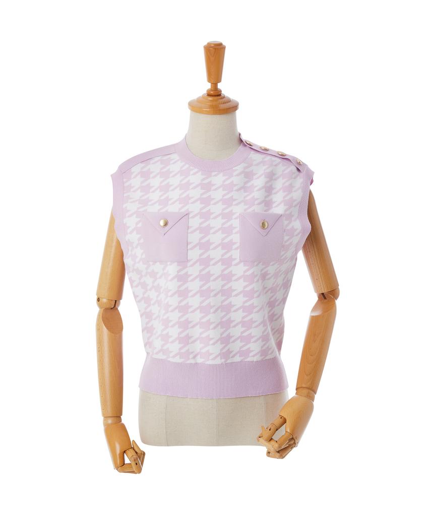 AOW Houndtooth Check Knit Vest