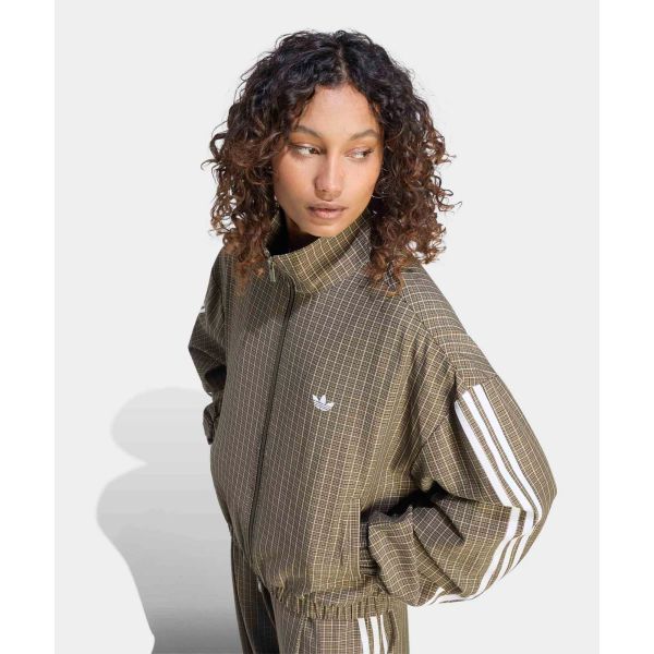 adidas Оригиналы Топ Клетки Трек Ретро Цветные Блоки Полосатый Двойная Молния Повседневная Клетчатая Куртка Женские куртки LE8306