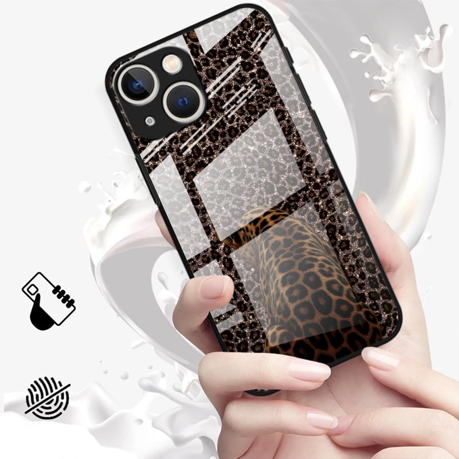 Стеклянный чехол для телефона для iPhone 17 Pro Max 8 15 Plus 11 Air 14 16 12 XR 13 Леопардовый принт Леопард