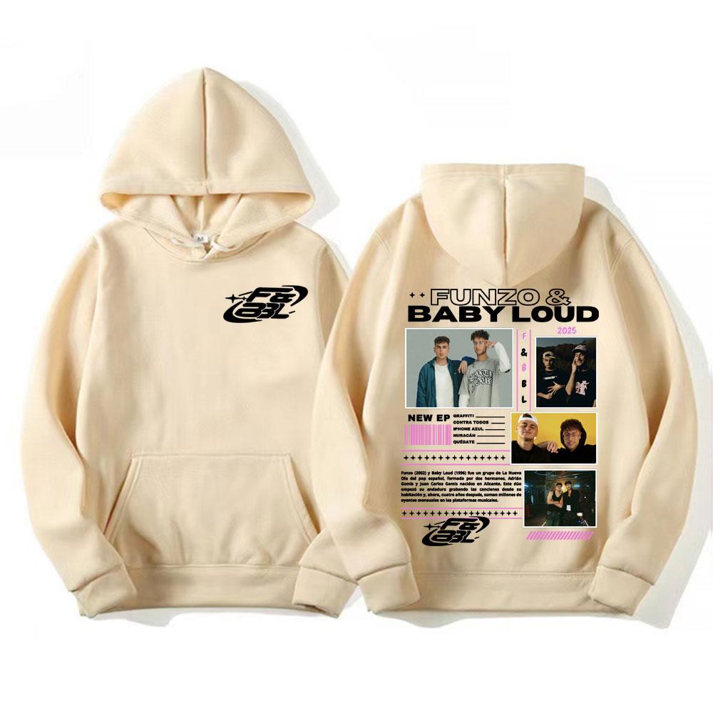 Rapper Funzo & Baby Loud 2025 Tour Hoodies Unisex Fashion Casual Long Sleeve Pullovers Hoodie Men Punk Hip Hop Street Sweatshirt