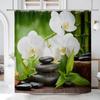 Шторка для душа Zen Spa Черный Базальт Дзен-Камни Японские Цветы Бамбуковые Листья Духовная Медитация Шторка для Ванной