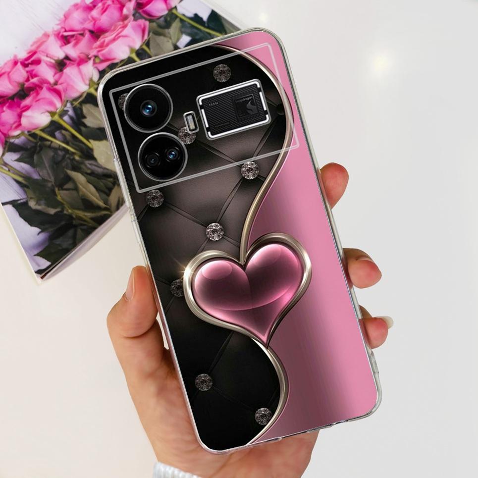 For Realme GT5 Case Clear Silicone Soft TPU Cover For OPPO Realme GT 5 RealmeGT5 Cases Flower Marble Jelly Bumper Coques