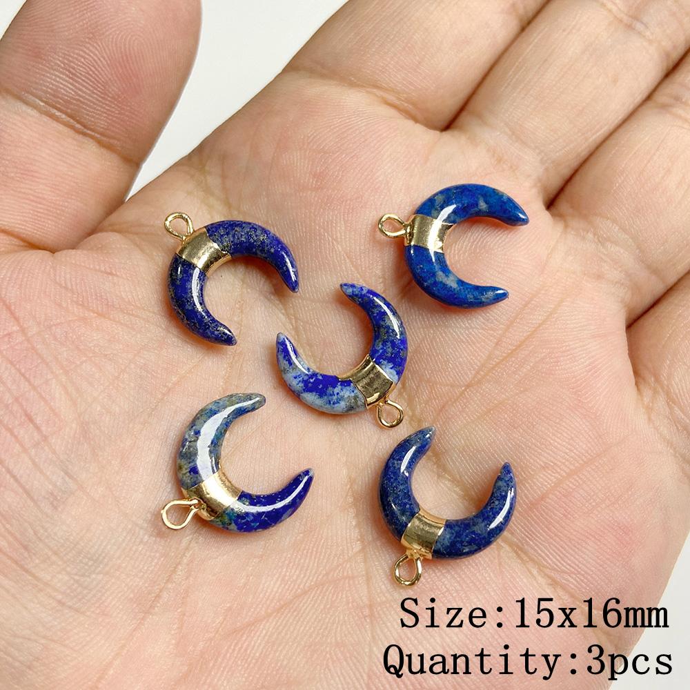 Natural Blue Lapis Lazuli Connector Charms Pendant Stone Warter Drop Teardrop Heart Pendants Charm For Jewelry Making Necklaces