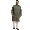 СОДЖАНЯ Плюс (С 1958 года) Мужская Жакардовая Шелковая Темно-Зеленая Kurta с Самобытным Дизайном ТОЛЬКО Длинная -Размер: 48