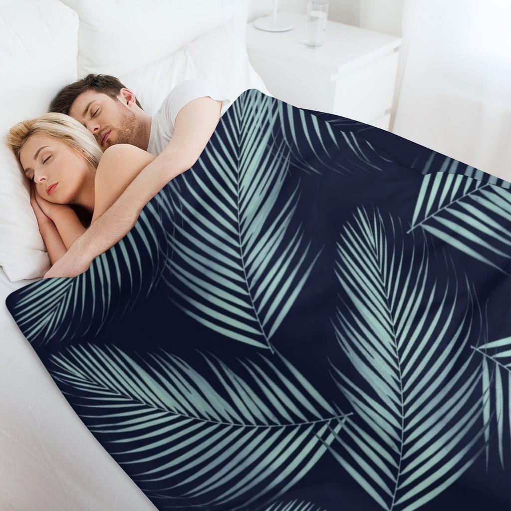 Palm Leaves Pattern - Navy Blue Mint Cali Vibes #1 #tropical #decor #art Throw Blanket Thermals For Travel for babies Blankets