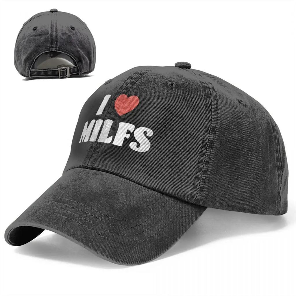 Модная бейсболка I Love Milfs в стиле унисекс, джинсовая шляпа Snapback с эффектом потертости для активного отдыха, неструктурированные мягкие кепки, шляпа