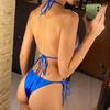 Sexy 13 Colors Halter Satin Brazilian Bikini Women Swimwear Female Swimsuit Two-pieces Bikini Set Bather Bathing Suit Swim