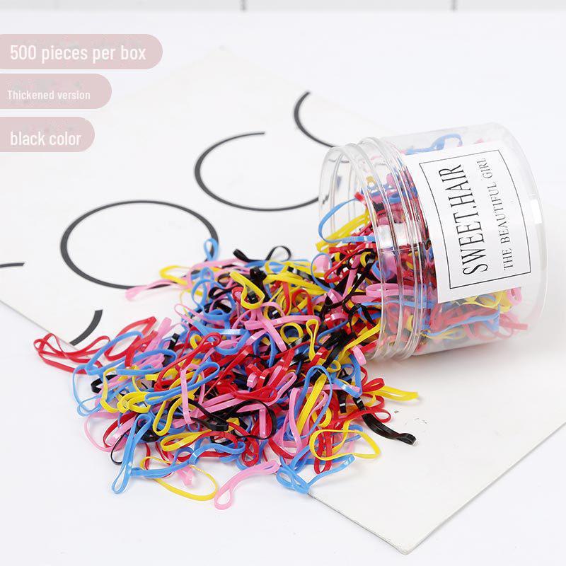 500 прочных черных резинок для волос для детей — бережные к волосам, прочные, толстые, одноразовые