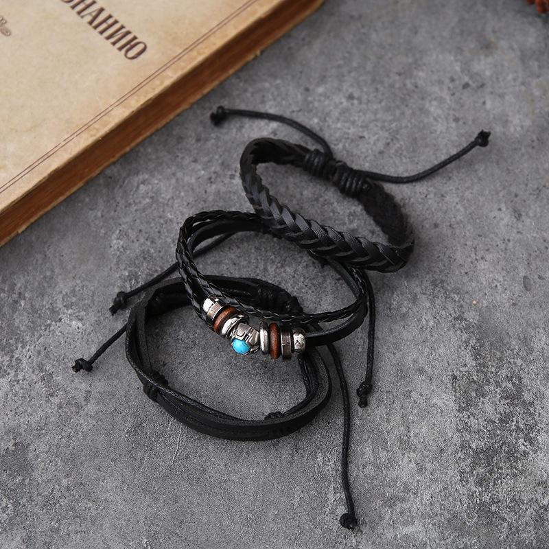 Винтажный европейско-американский плетеный кожаный мужской браслет-штурвал, сделай сам