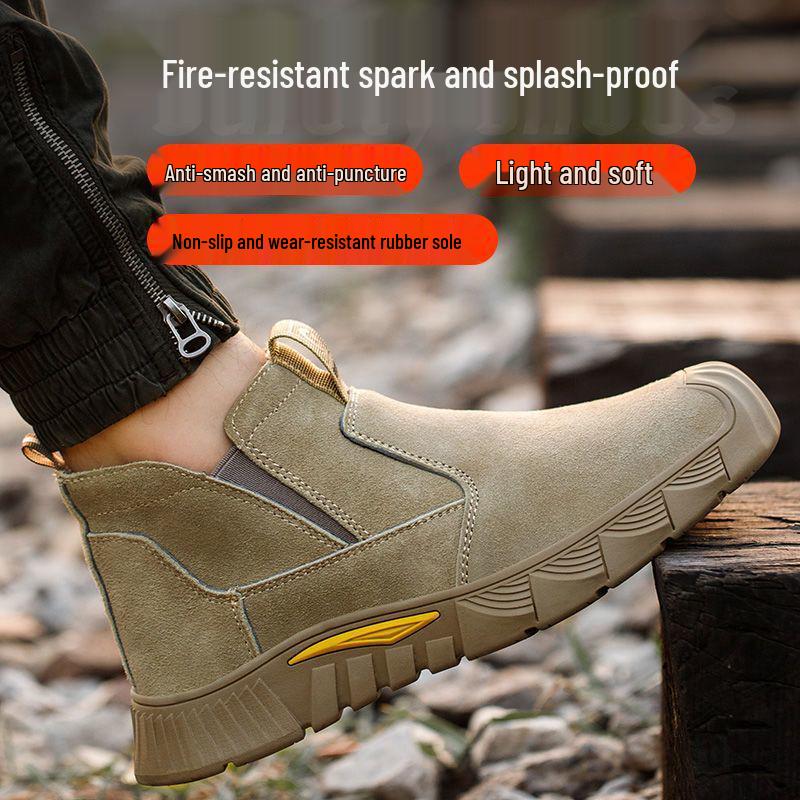 Мужские защитные сварочные ботинки со стальным подноском - Легкие, дышащие, с защитой от запаха, износостойкие, с мягкой подошвой и защитой от проколов.