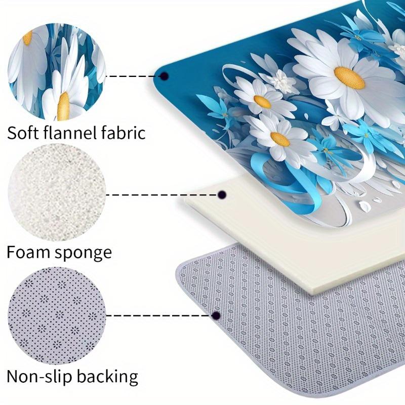 1Pcs Rose Pattern Floor Mat Flower Kitchen Polyester Rug Non-Slip Colorful Indoor Carpet, For Home Bathroom Bedroom Living Room Decor