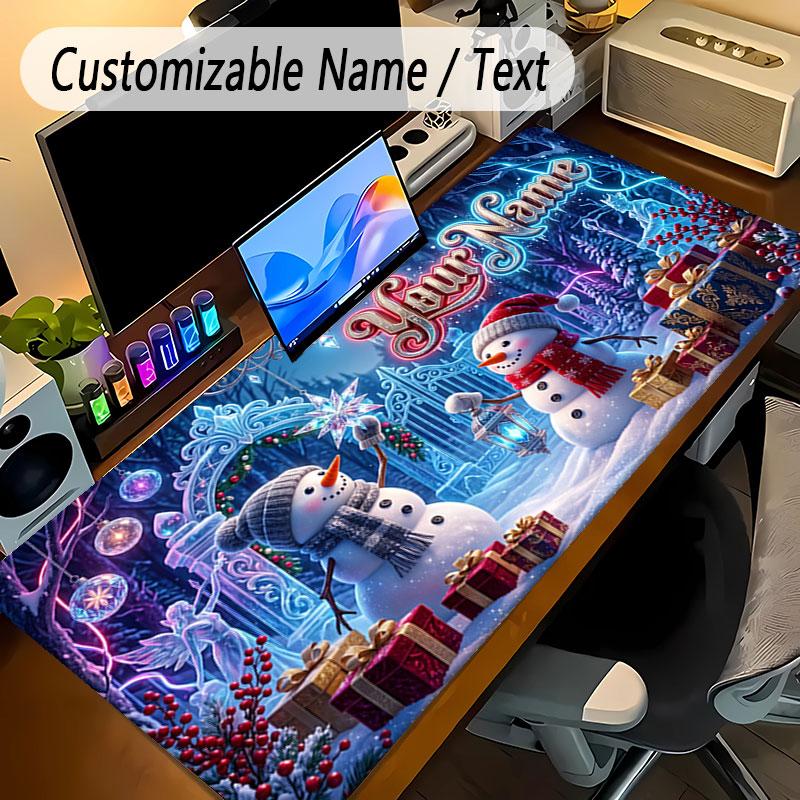 Winter Theme Personalized Mouse Pad Custom Name Text Non Slip Desk Pad For Laptop Office Desktop