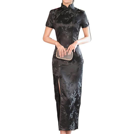 Леди Cheongsam с воротником-стойкой на талии, облегающий тонкий женский Cheongsam в китайском стиле с высоким разрезом