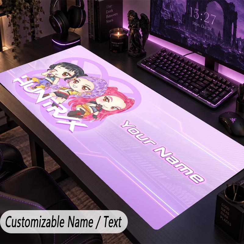 Custom Text Big Mousepad, Extended Desk Pad For Laptop Work GameKpop Demon Hunters