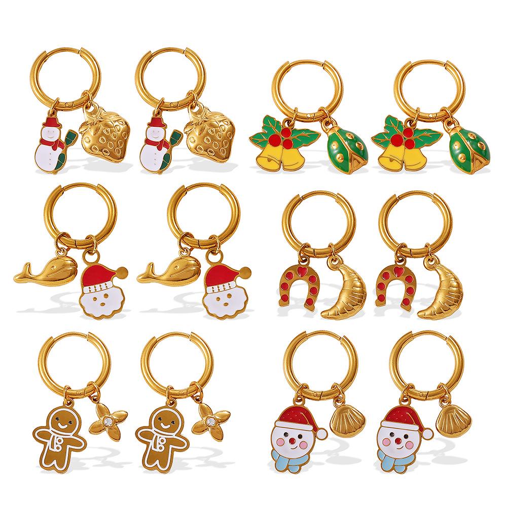 18K Gold Plated DIY Gingerbread Man Earrings - Festive Christmas Collection