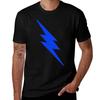 Blue Lightning Bolt Tshirt Minimalist Plain Crew Neck Tshirt