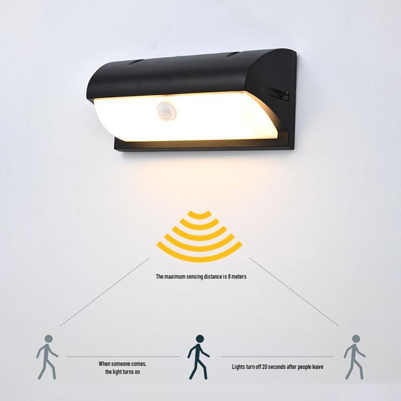 Водонепроницаемый светодиодный настенный светильник для улицы с датчиком движения: Современный минималистичный дизайн для внутреннего двора, балкона и прихожей