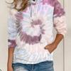 Autumn Winter European and American Women's Loose Tie Dye Printed Hooded Long Sleeved Hoodie