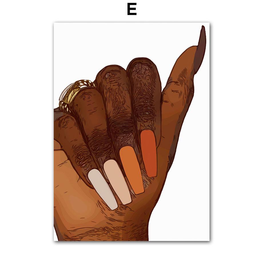 Модные очки, черная девушка, красивые ногти, настенная живопись на холсте, украшения для гостиной, постеры и принты, настенные картины для дома