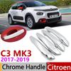 For Citroen C3 MK3 2017~ Luxurious Chrome Exterior Door Handle Cover Car Accessories Stickers Trim Set 2018