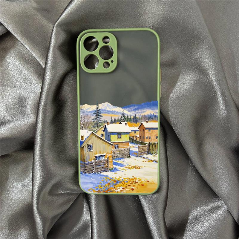 Чехол для телефона iPhone 16 15 13 12 11 Pro Max Mini 14 Plus SE20 X XS XR с осенним пейзажем в стиле китайской живописи тушью, дом, противоударные жесткие чехлы