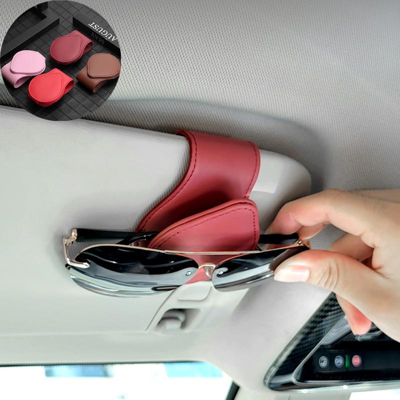 Leather Sunglasses Clip Sun Visor Car Interior Card Ticket Fastener Portable Sunglasses Holder Clips Auto Interior Accessories