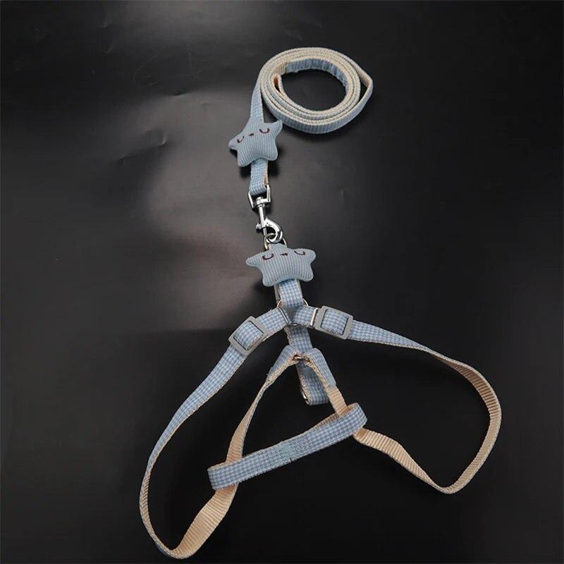 Комплект поводка и ошейника для собаки, милый шлейка для котенка, морской звезды, полосатый хлопковый поводок, 4 цвета для маленьких собак, поводки, аксессуары для кошек