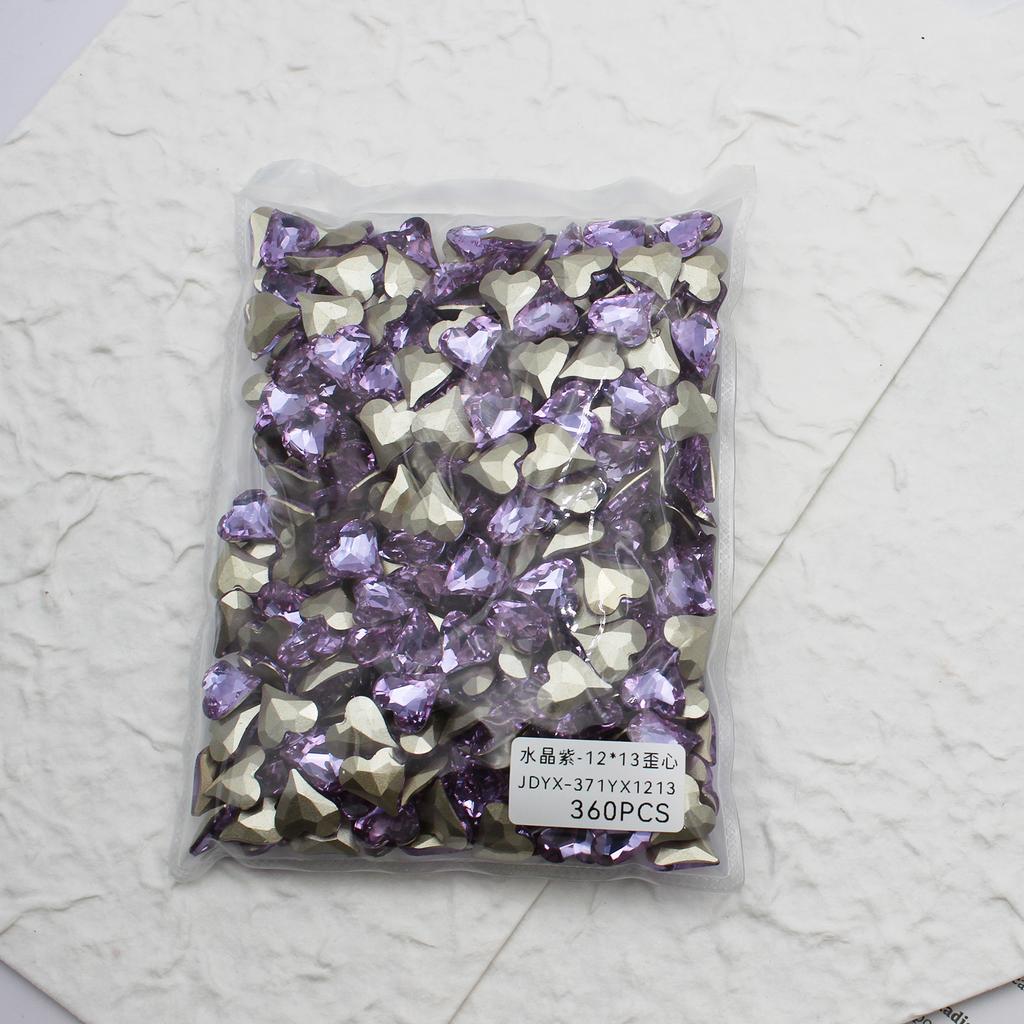 Целая упаковка из 360 кристальных фиолетовых бриллиантов с заостренным концом, бриллиантов любви, изогнутых сердец, светло-фиолетовых украшений для нейл-арта.