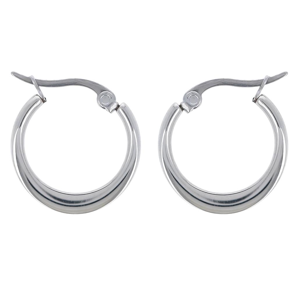 Les Trésors De Lily [R4883] - Silver 'Choréographie' Steel Hoop Earrings - 20 Mm 3 Mm