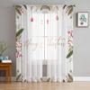 Рождественские листья, ягоды, шары, цветы, тюль, занавески для кухни, шифоновая прозрачная вуаль, рождественские занавески для гостиной