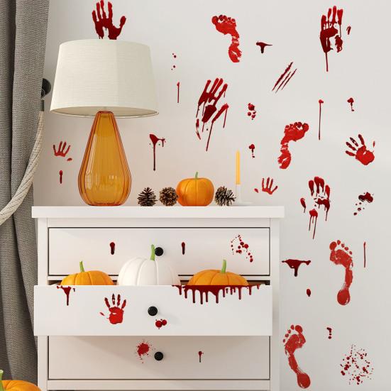 45390 Sheets Red Handprint Footprint Wall Sticker Halloween Spooky Waterproof PVC Self-adhesive