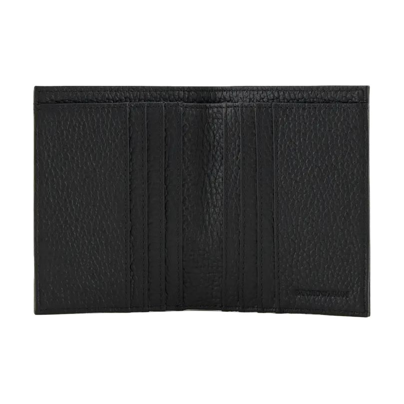 Emporio Armani Складная многослойная визитница Кожаный кошелек Мужской кошелек Черный EM000957AF13396UC001