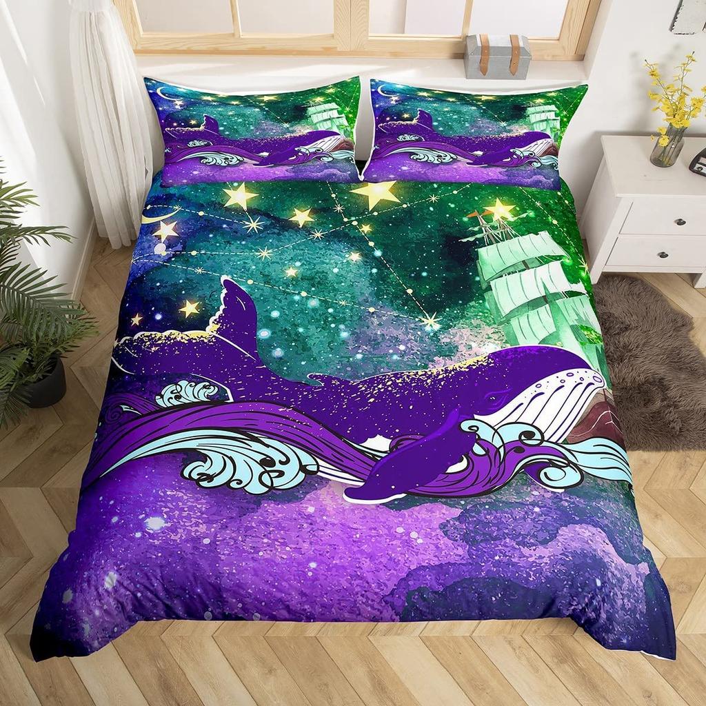 Комплект пододеяльника для парусника Размер Твин Кинг Квин Морская тема Чайка Постельный комплект Микрофибра Рустикальная деревянная доска Пододеяльник