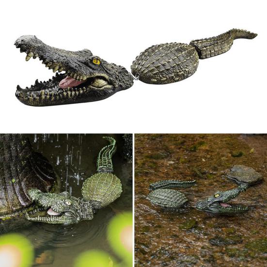 Плавающая приманка для крокодила Экологически чистый пруд Плавающая поддельная приманка для крокодила Реалистичная статуя крокодила в бассейне Нетоксичная декоративная скульптура крокодила