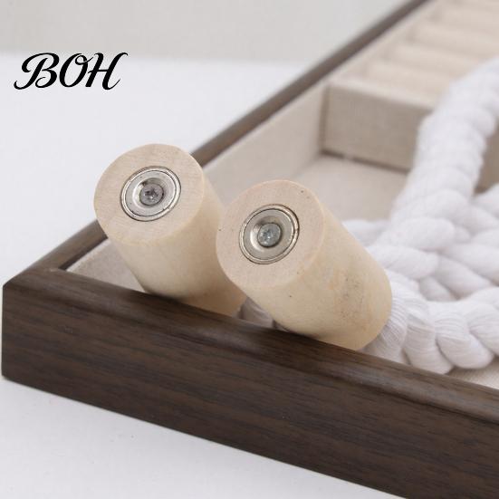 Decorative Curtain Buckle Magnetic Tieback, Cotton Linen Rope Holdback with Wood for Tieback Drapes, Tie Backs Bedroom, Boho Room, Nursery, Farmhouse