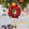 Christmas Crochet Wreath Hanging Decoration Xmas Tree Car Rearview Mirror Hanging Handmade Wreath Bell Ornament Holliday Party Pendant