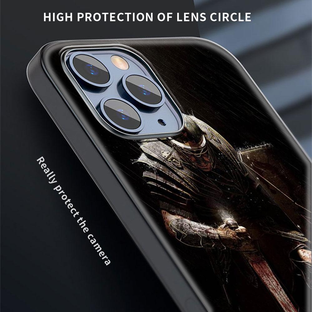 Knights Templar Luxury Phone Case For iPhone 13 14 12 11 Pro MAX XR X SE XS 7 8 Plus Soft Silicone Black Matte Cover Fundas