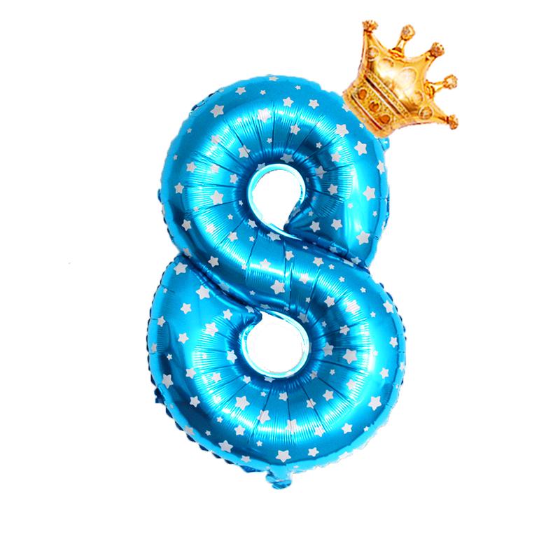 Корона 32-дюймовые воздушные шары из фольги с рисунком для детей 0-9 лет, синий шар для мальчика с днем ​​рождения, декор для детского душа