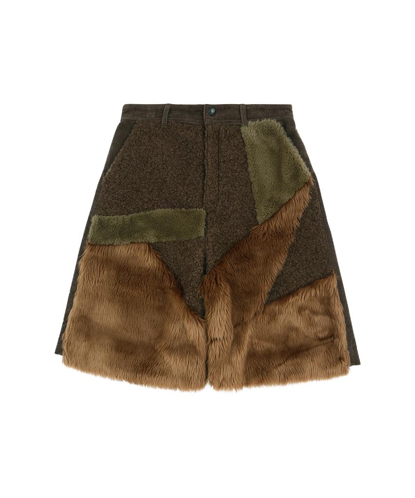 ADSB ANDERSSON BELL Faux Fur Patchwork Shorts Apa870M(Brown)