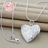 925 Sterling Silver Heart Photo Frame Pendant Snake Chain Necklace 18/20/22/24/26/28/30/Inches for Womens Charm Wedding Fashion Fine Jewelry