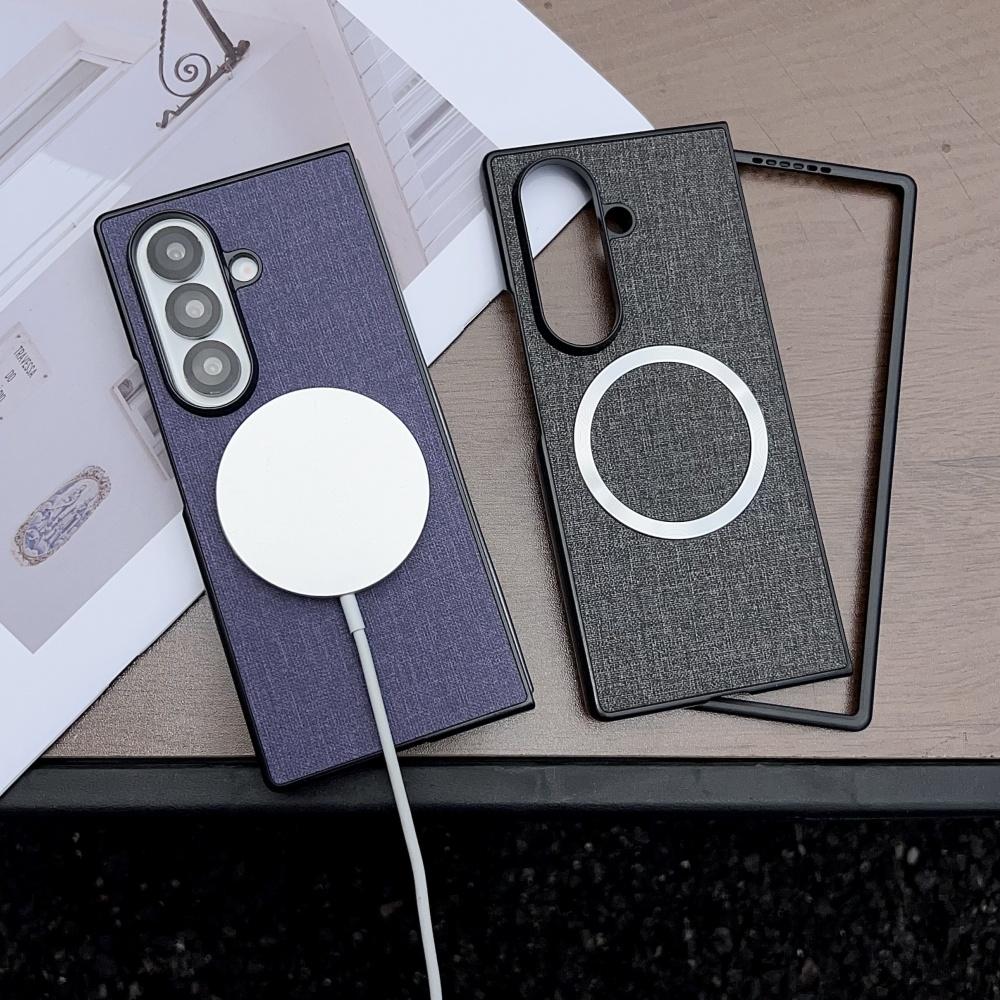 Чехол для Samsung Galaxy Z Fold 7 6 5 4 3 с поддержкой Magsafe, тканевый, с магнитной беспроводной зарядкой, для Galaxy Z Fold7 Fold6 5G