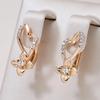 Luxury Gold Color Flower Earrings for Women Elegant White Zircon Party Wedding Jewelry Gifts