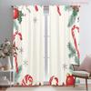 2pcs,2D Plane Printing Pattern Curtains Christmas Candy Snowflakes Berries (2) Durable 100% Polyester Fabric (without Rod) Home