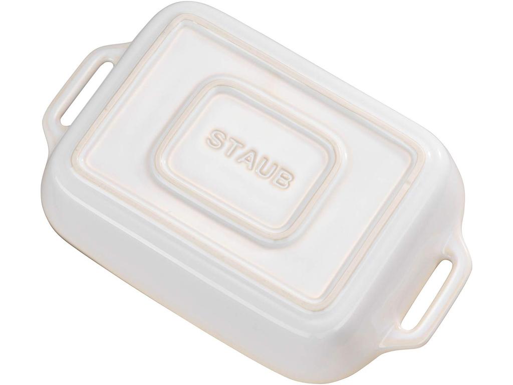 Staub Dish Ivory 27 X Ceramic Gratin Dish Oven Microwave Safe Japanese Dish "Rectangular 20cm" [Authorized Product] 40511-883