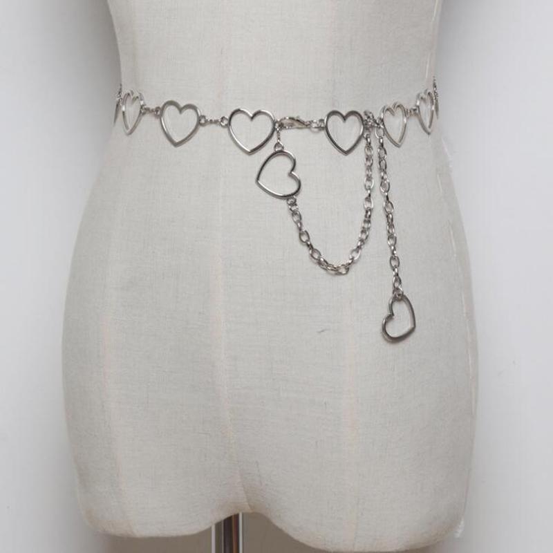 Gold Metal Belt Fashion Women's Silver Waist Chain Women's Heart Chain Belt Dress Accessories