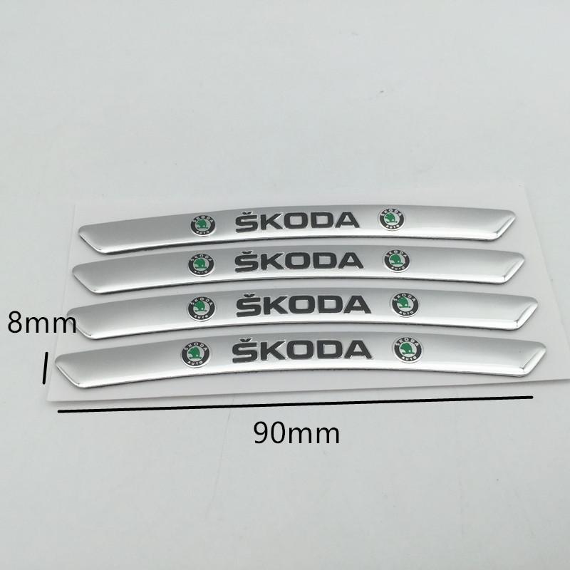 NADH5 4pcs 3D Aluminum For Skoda Car emblem Wheel hub Rims Center Cap Badge covers sticker Decals Styling accessories