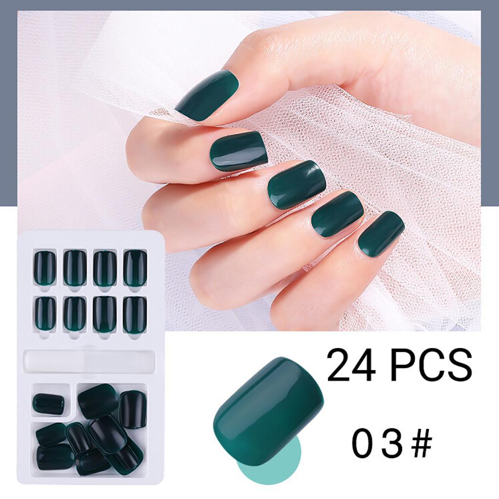 24PCS поддельные ногти многоразовые палки на ногтях нажмите на полное покрытие накладные ногти