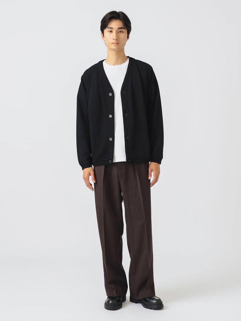 Beams Heart Men's Striped 2-Puck Wide Leg Pants, Brown, Size L