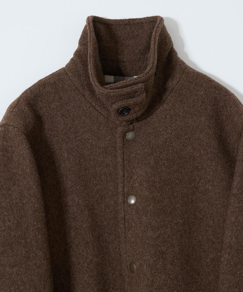 HORLISUN Idaho Snap Button Wool Half Coat Melange Brown
